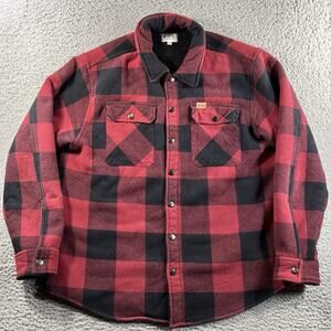 MATIX FLANNEL JACKET MENS XL RED BLACK SHERPA LINED SNAP BUTTON SHACKET COLLARED